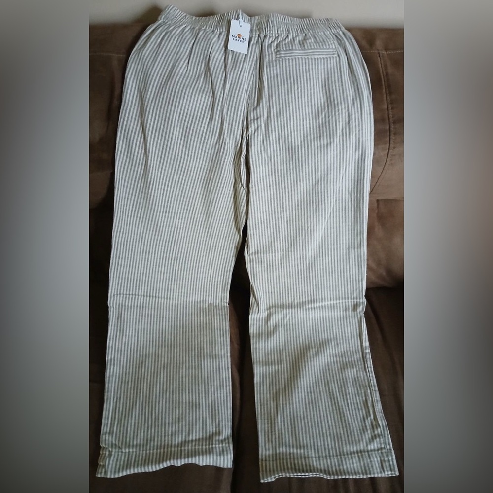 Marine Layer Ella Crop Pant Cream/Shadow / stripe Size: Medium | Orig: 118